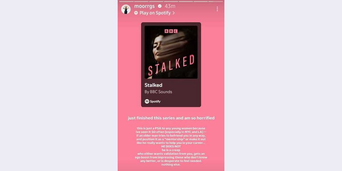 Screenshot via Morgan Riddle @moorgs on Instagram dated May 12, 2025.